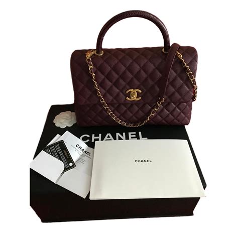 chanel burgundy coco handle